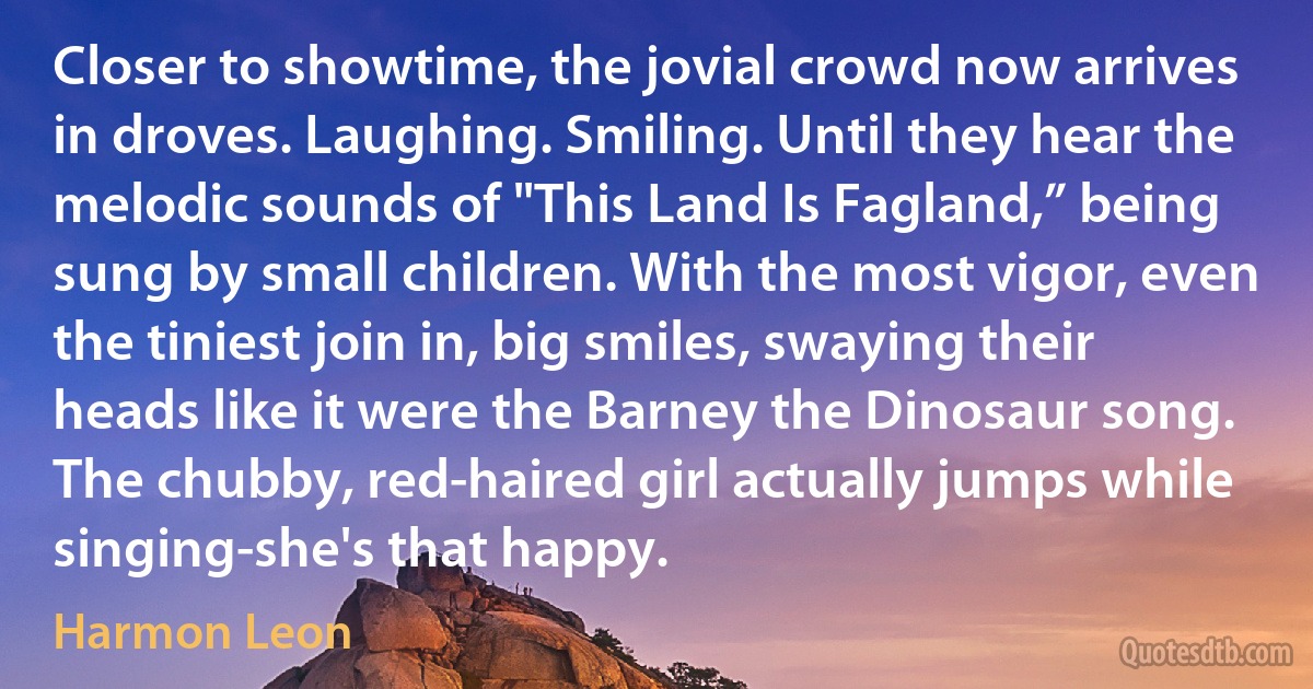 Closer to showtime, the jovial crowd now arrives in droves. Laughing. Smiling. Until they hear the melodic sounds of "This Land Is Fagland,” being sung by small children. With the most vigor, even the tiniest join in, big smiles, swaying their heads like it were the Barney the Dinosaur song. The chubby, red-haired girl actually jumps while singing-she's that happy. (Harmon Leon)