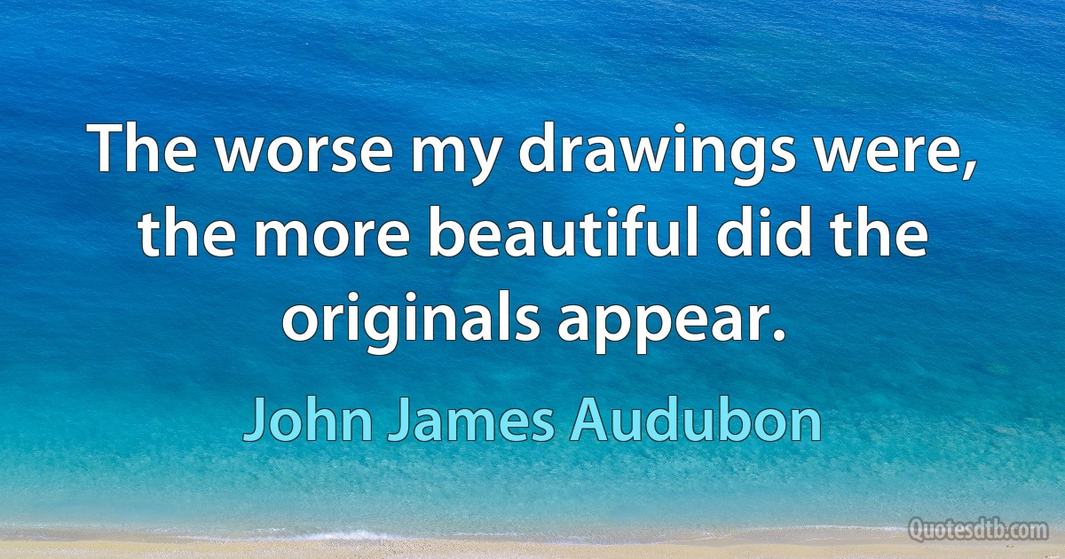 The worse my drawings were, the more beautiful did the originals appear. (John James Audubon)