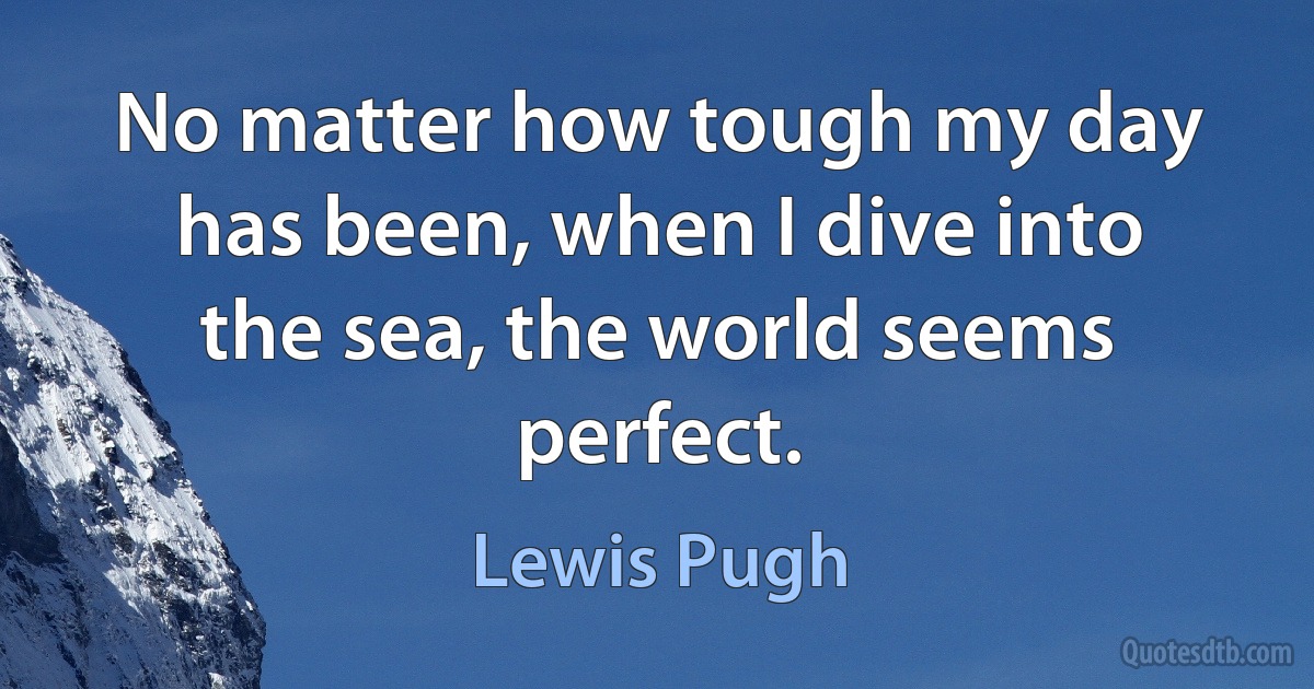 No matter how tough my day has been, when I dive into the sea, the world seems perfect. (Lewis Pugh)