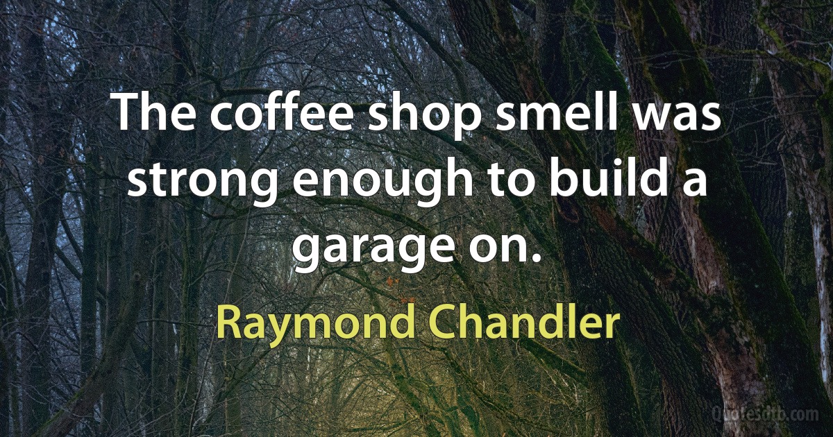 The coffee shop smell was strong enough to build a garage on. (Raymond Chandler)