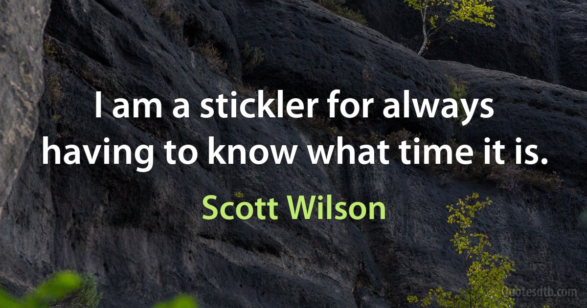 I am a stickler for always having to know what time it is. (Scott Wilson)