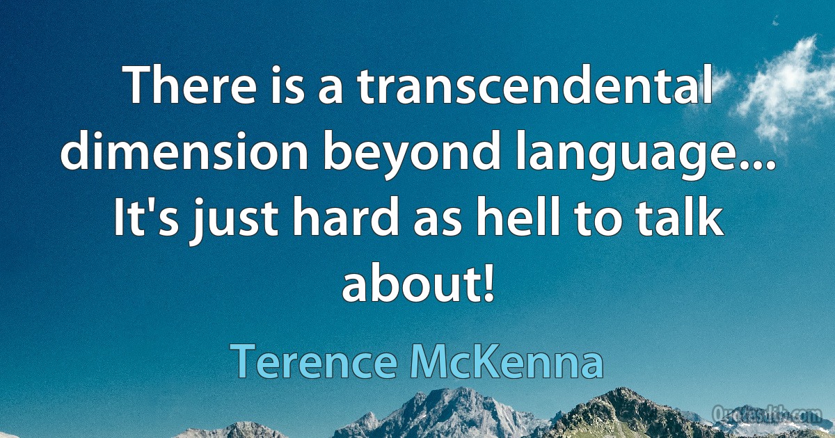 There is a transcendental dimension beyond language... It's just hard as hell to talk about! (Terence McKenna)