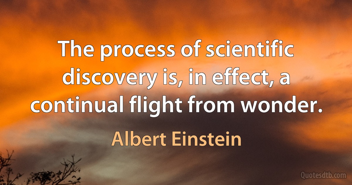 The process of scientific discovery is, in effect, a continual flight from wonder. (Albert Einstein)