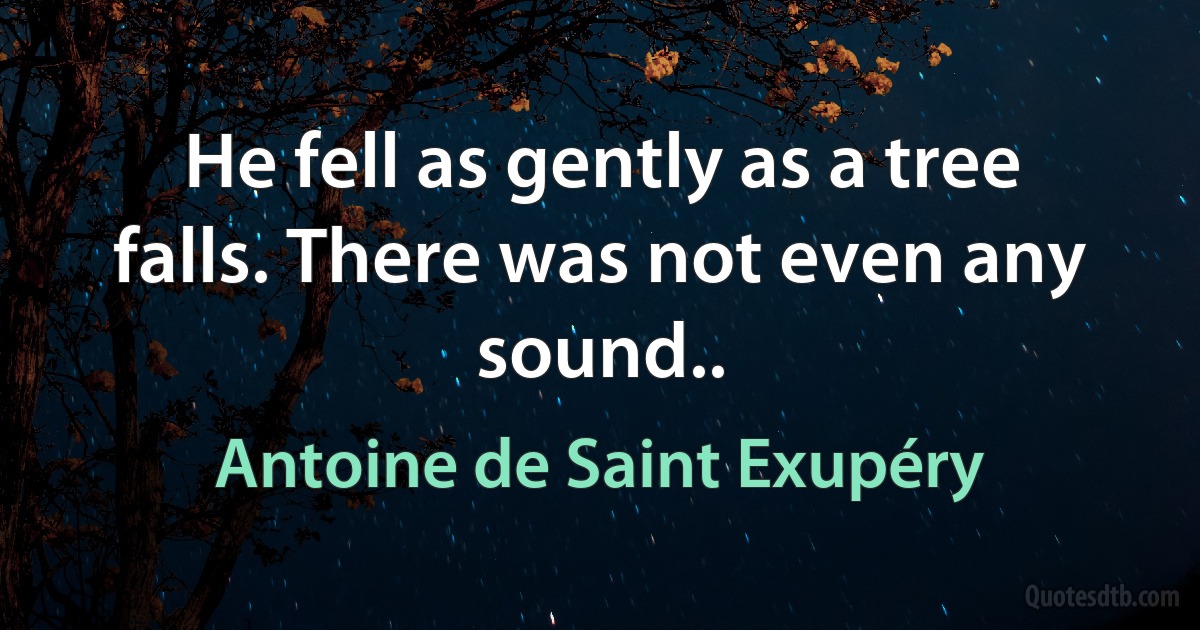 He fell as gently as a tree falls. There was not even any sound.. (Antoine de Saint Exupéry)