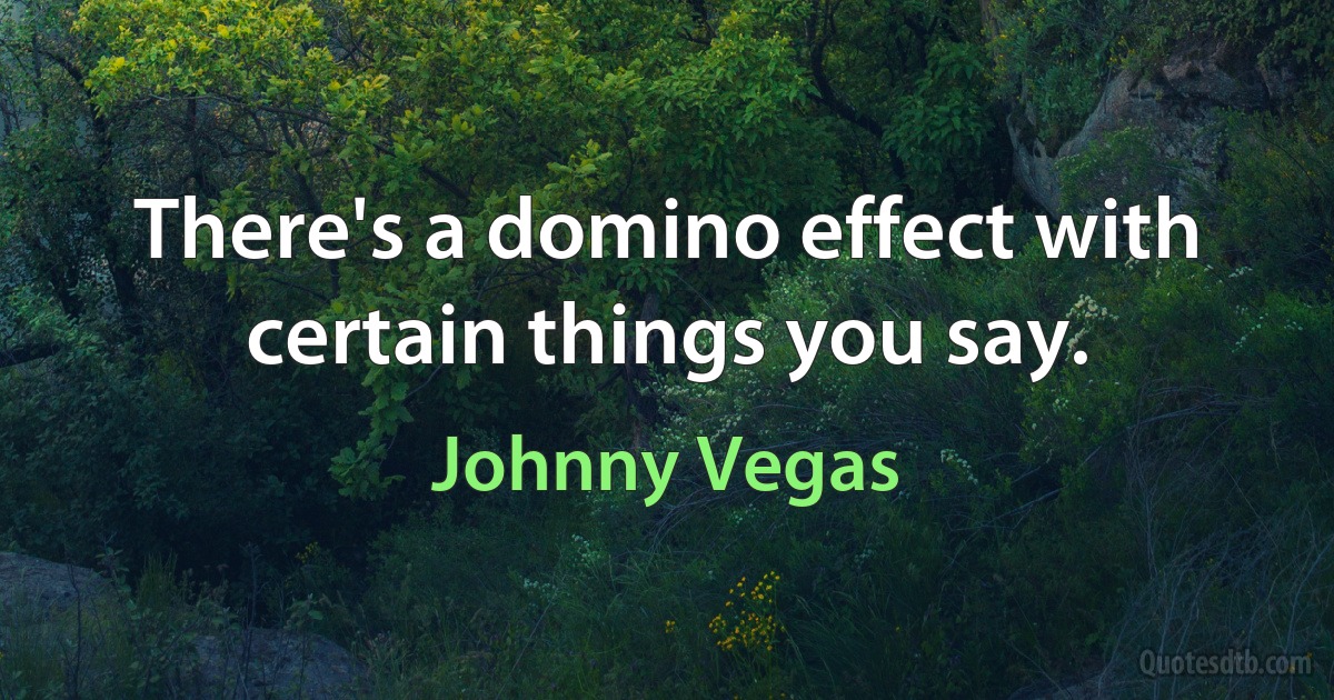 There's a domino effect with certain things you say. (Johnny Vegas)