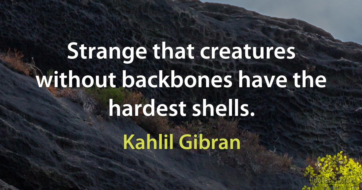 Strange that creatures without backbones have the hardest shells. (Kahlil Gibran)