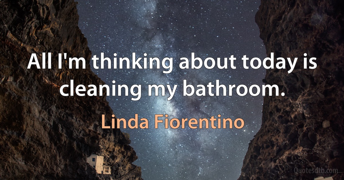 All I'm thinking about today is cleaning my bathroom. (Linda Fiorentino)