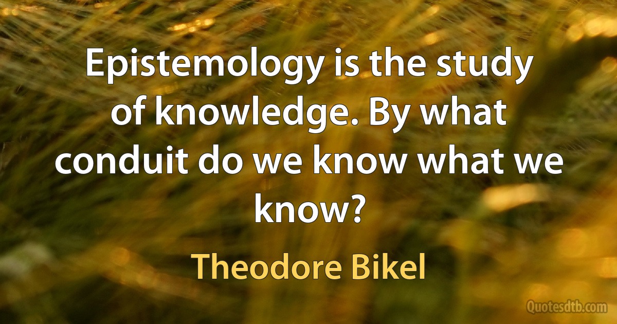 Epistemology is the study of knowledge. By what conduit do we know what we know? (Theodore Bikel)