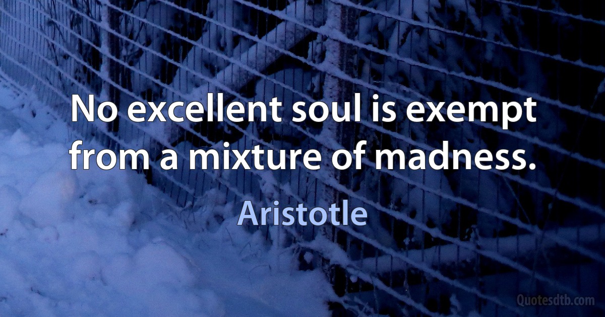 No excellent soul is exempt from a mixture of madness. (Aristotle)