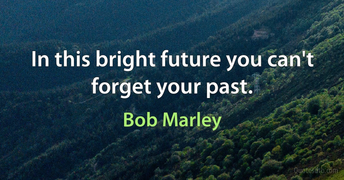 In this bright future you can't forget your past. (Bob Marley)