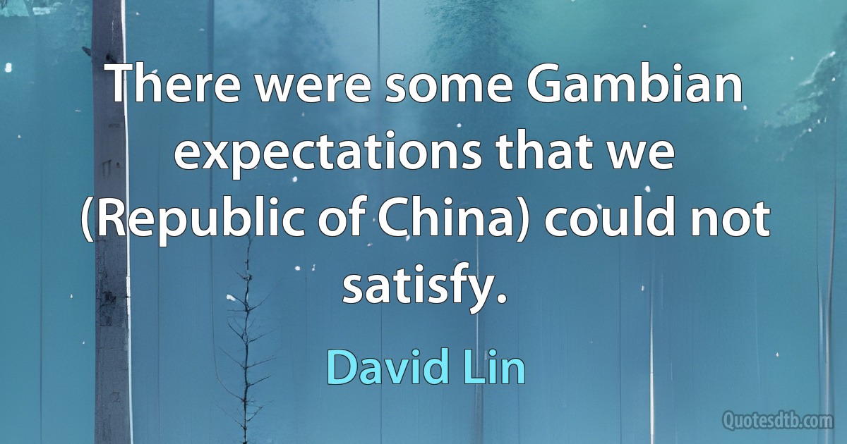 There were some Gambian expectations that we (Republic of China) could not satisfy. (David Lin)