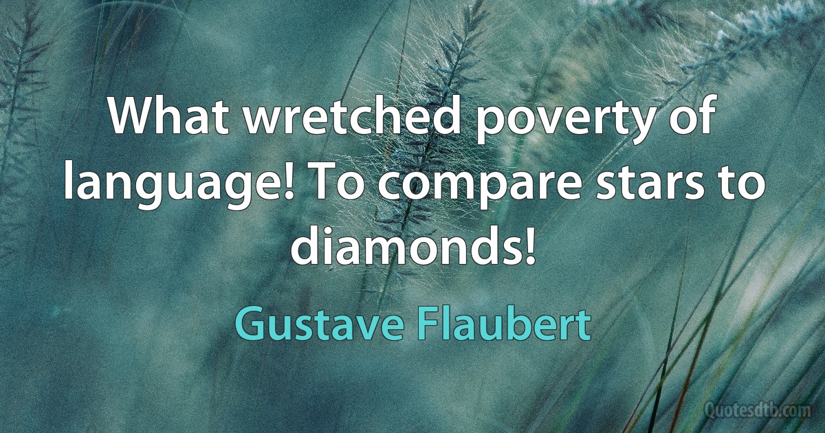 What wretched poverty of language! To compare stars to diamonds! (Gustave Flaubert)