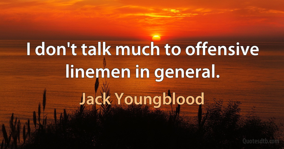 I don't talk much to offensive linemen in general. (Jack Youngblood)