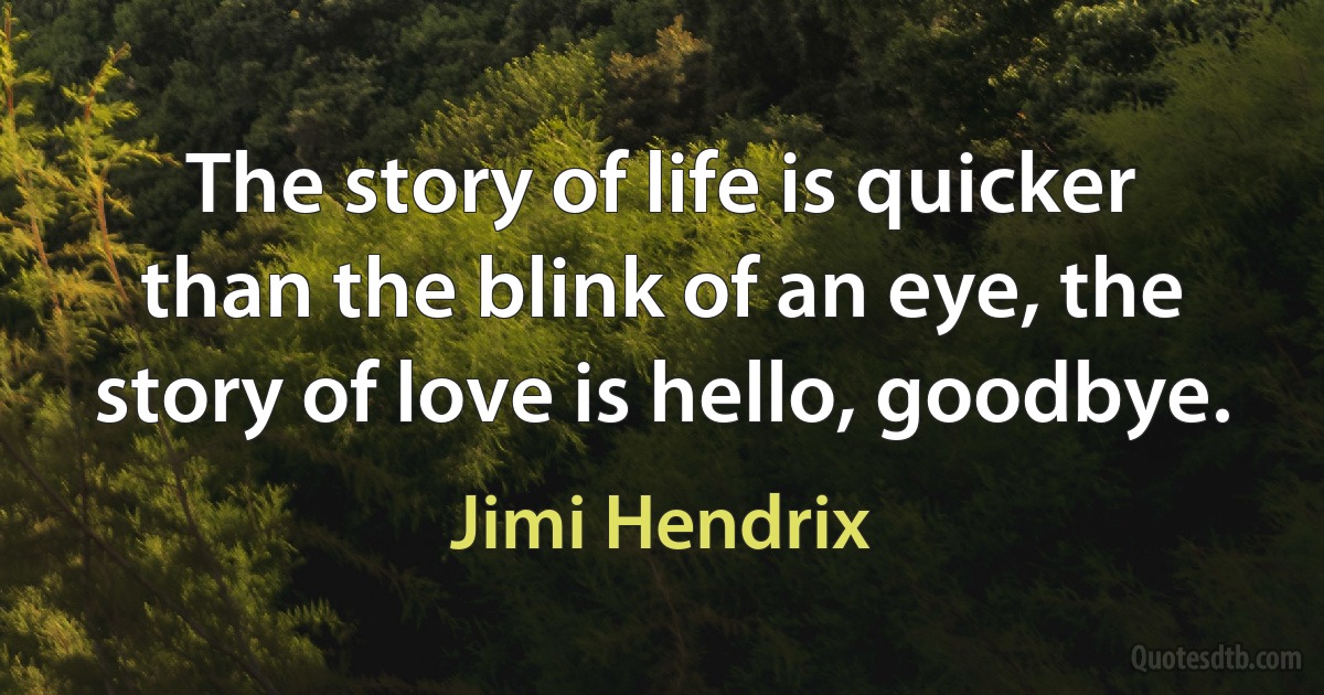 The story of life is quicker than the blink of an eye, the story of love is hello, goodbye. (Jimi Hendrix)