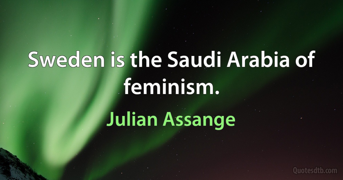 Sweden is the Saudi Arabia of feminism. (Julian Assange)