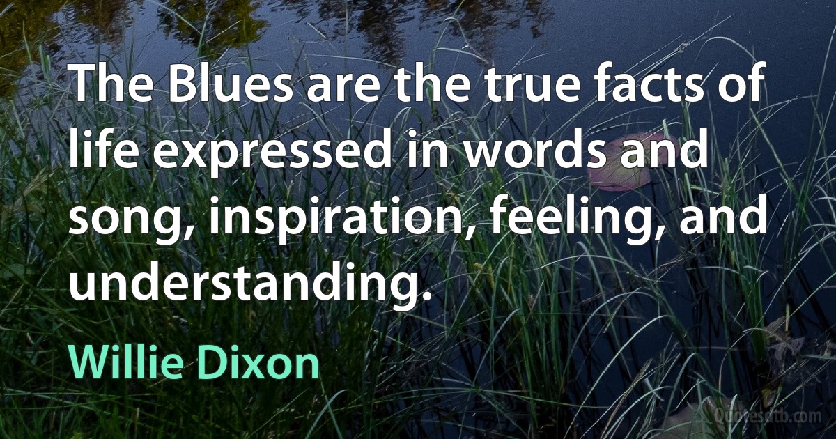 The Blues are the true facts of life expressed in words and song, inspiration, feeling, and understanding. (Willie Dixon)