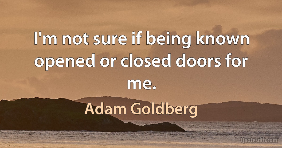 I'm not sure if being known opened or closed doors for me. (Adam Goldberg)