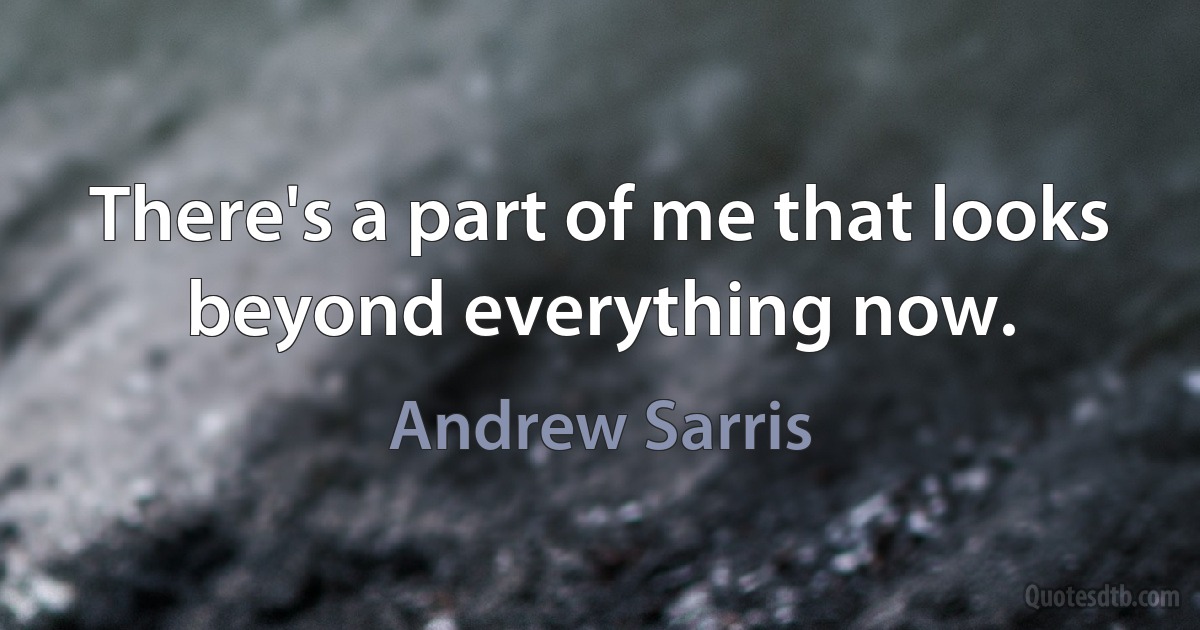 There's a part of me that looks beyond everything now. (Andrew Sarris)