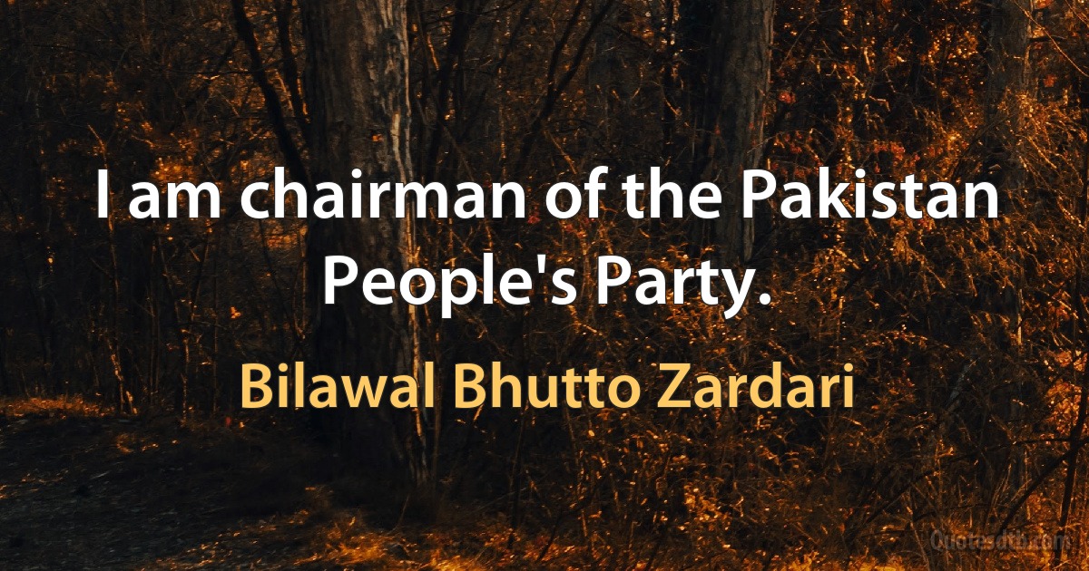 I am chairman of the Pakistan People's Party. (Bilawal Bhutto Zardari)