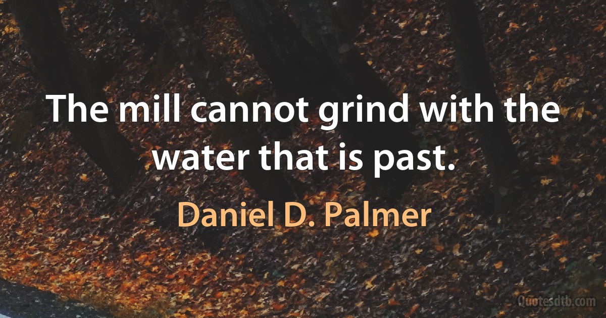 The mill cannot grind with the water that is past. (Daniel D. Palmer)