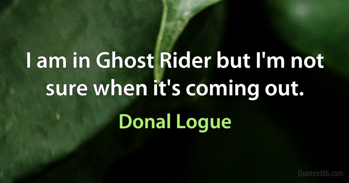 I am in Ghost Rider but I'm not sure when it's coming out. (Donal Logue)