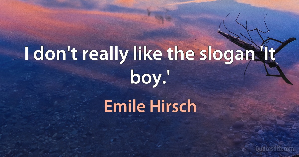 I don't really like the slogan 'It boy.' (Emile Hirsch)