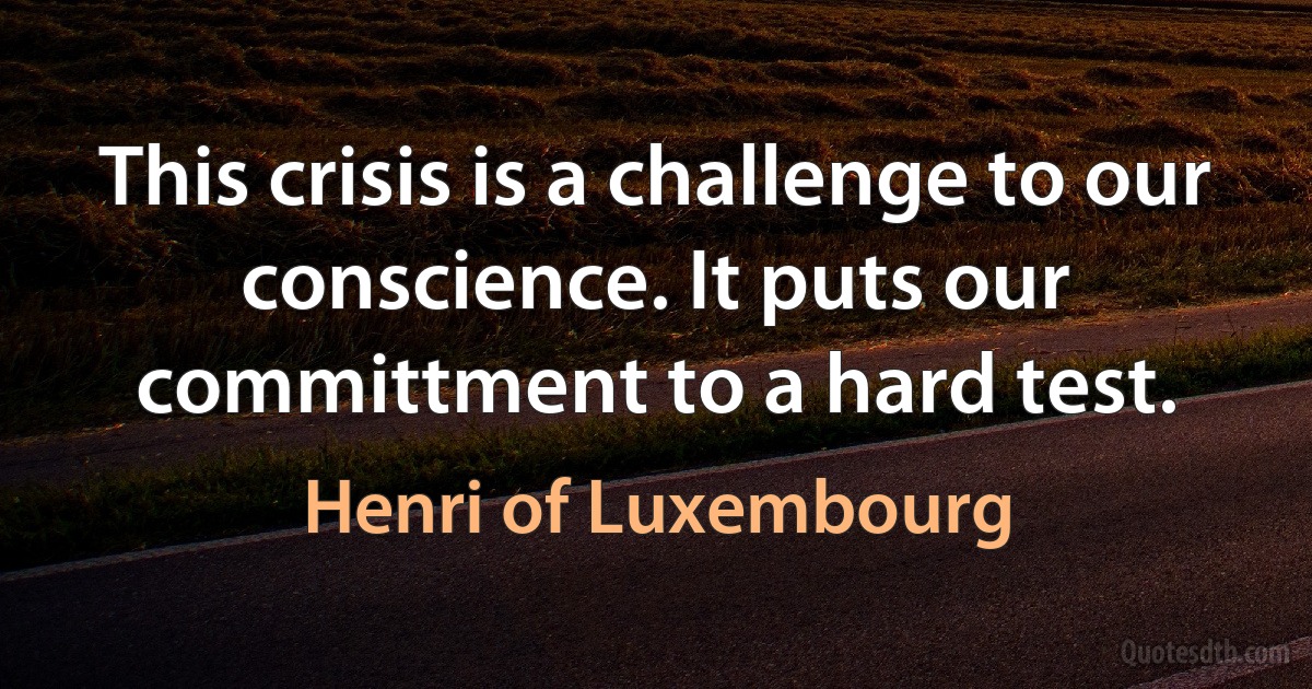 This crisis is a challenge to our conscience. It puts our committment to a hard test. (Henri of Luxembourg)