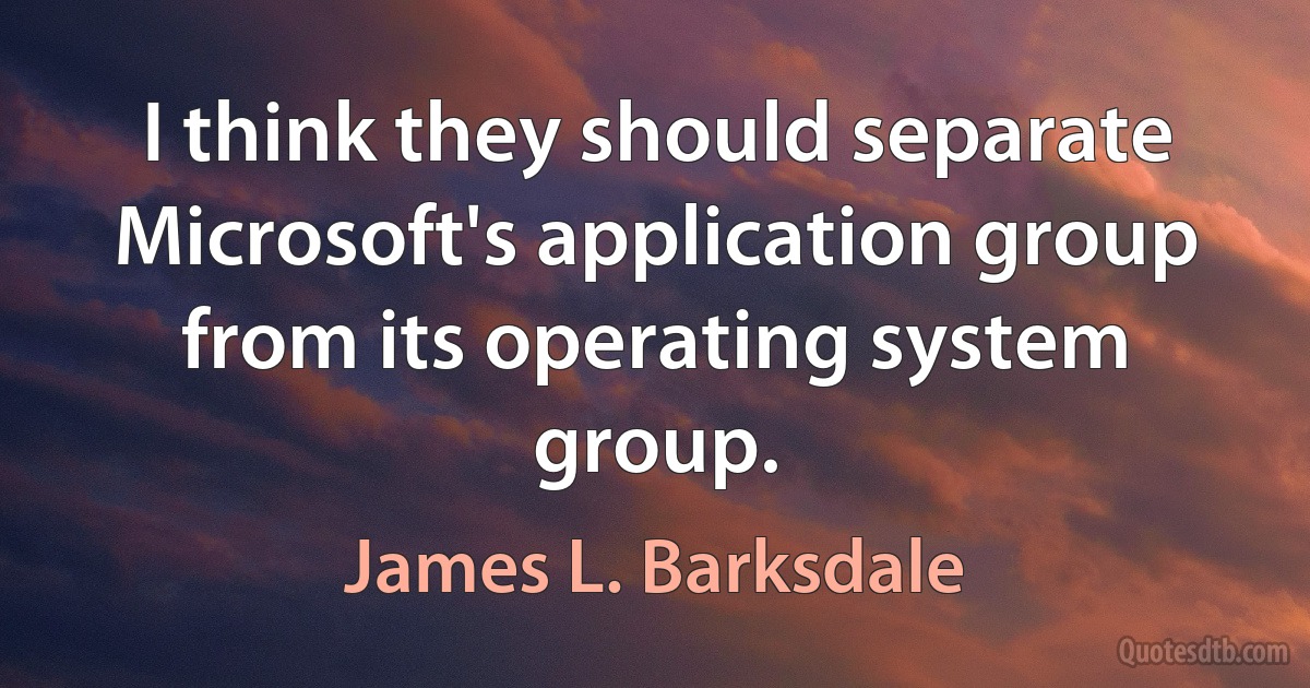 I think they should separate Microsoft's application group from its operating system group. (James L. Barksdale)