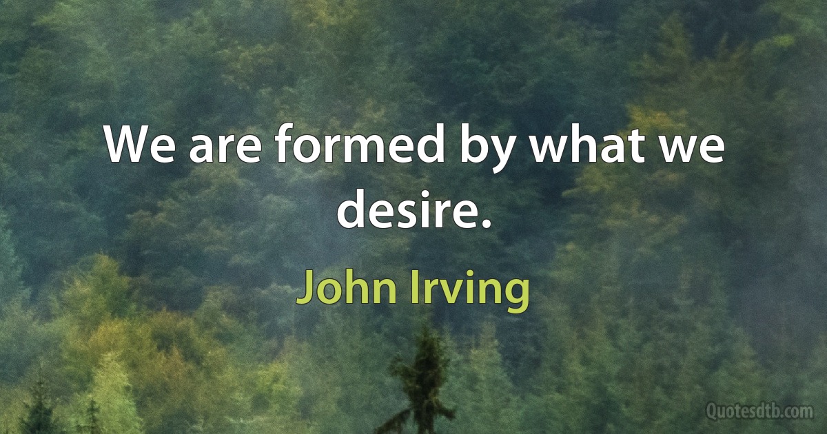 We are formed by what we desire. (John Irving)