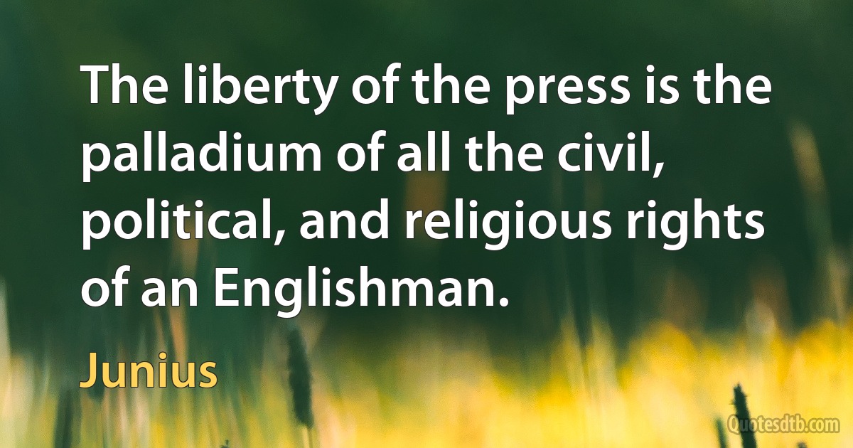 The liberty of the press is the palladium of all the civil, political, and religious rights of an Englishman. (Junius)