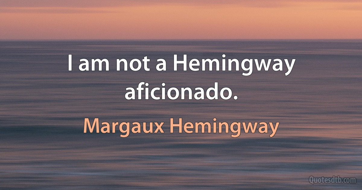 I am not a Hemingway aficionado. (Margaux Hemingway)