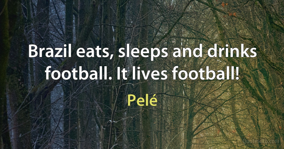 Brazil eats, sleeps and drinks football. It lives football! (Pelé)