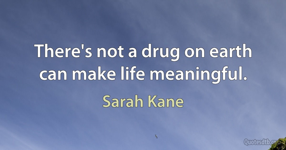 There's not a drug on earth can make life meaningful. (Sarah Kane)