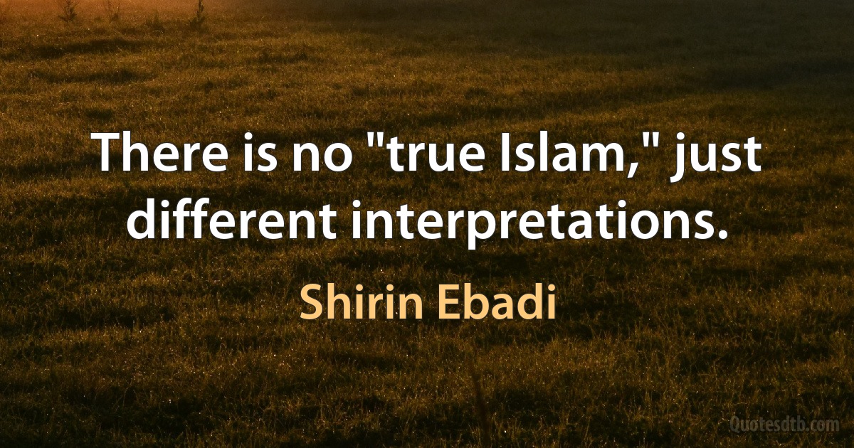 There is no "true Islam," just different interpretations. (Shirin Ebadi)