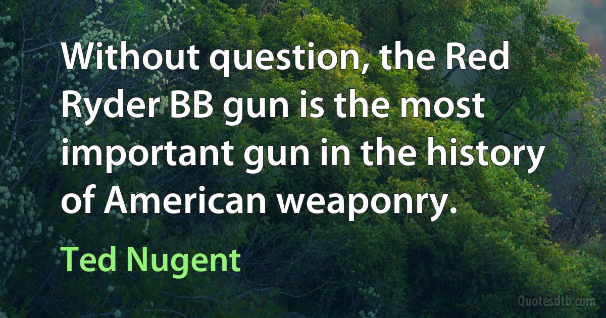 Without question, the Red Ryder BB gun is the most important gun in the history of American weaponry. (Ted Nugent)