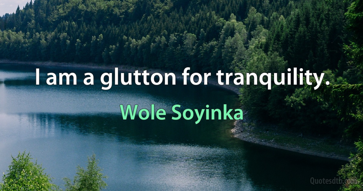 I am a glutton for tranquility. (Wole Soyinka)