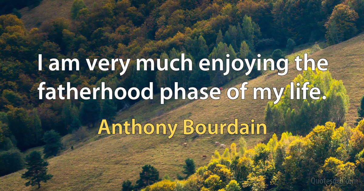 I am very much enjoying the fatherhood phase of my life. (Anthony Bourdain)