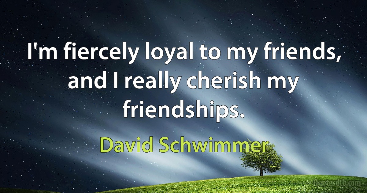 I'm fiercely loyal to my friends, and I really cherish my friendships. (David Schwimmer)