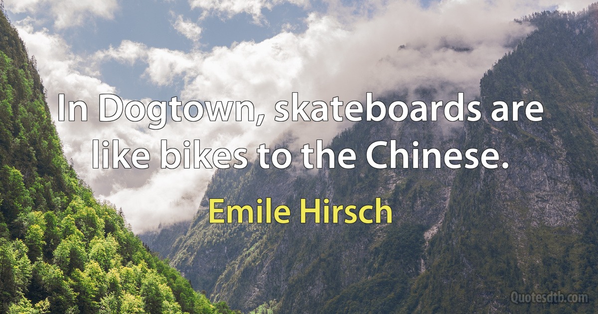 In Dogtown, skateboards are like bikes to the Chinese. (Emile Hirsch)