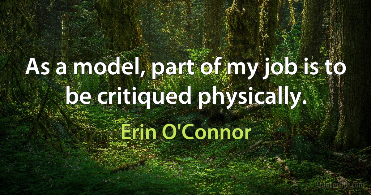 As a model, part of my job is to be critiqued physically. (Erin O'Connor)