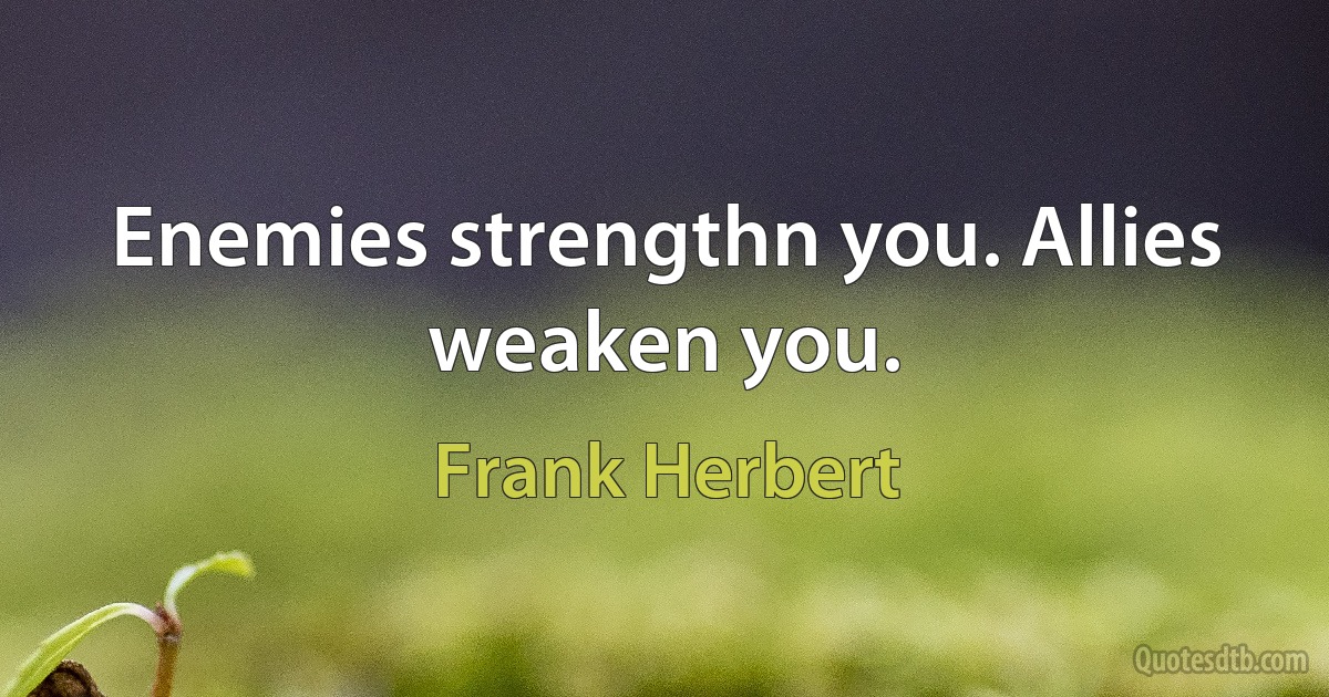 Enemies strengthn you. Allies weaken you. (Frank Herbert)