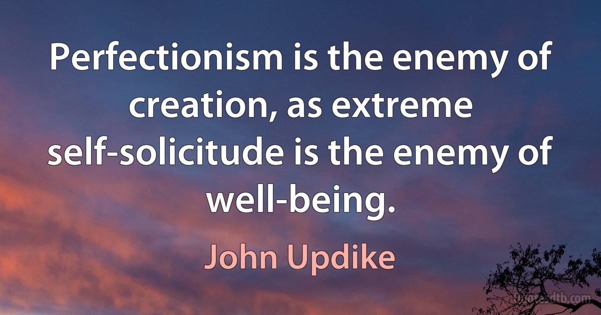 Perfectionism is the enemy of creation, as extreme self-solicitude is the enemy of well-being. (John Updike)