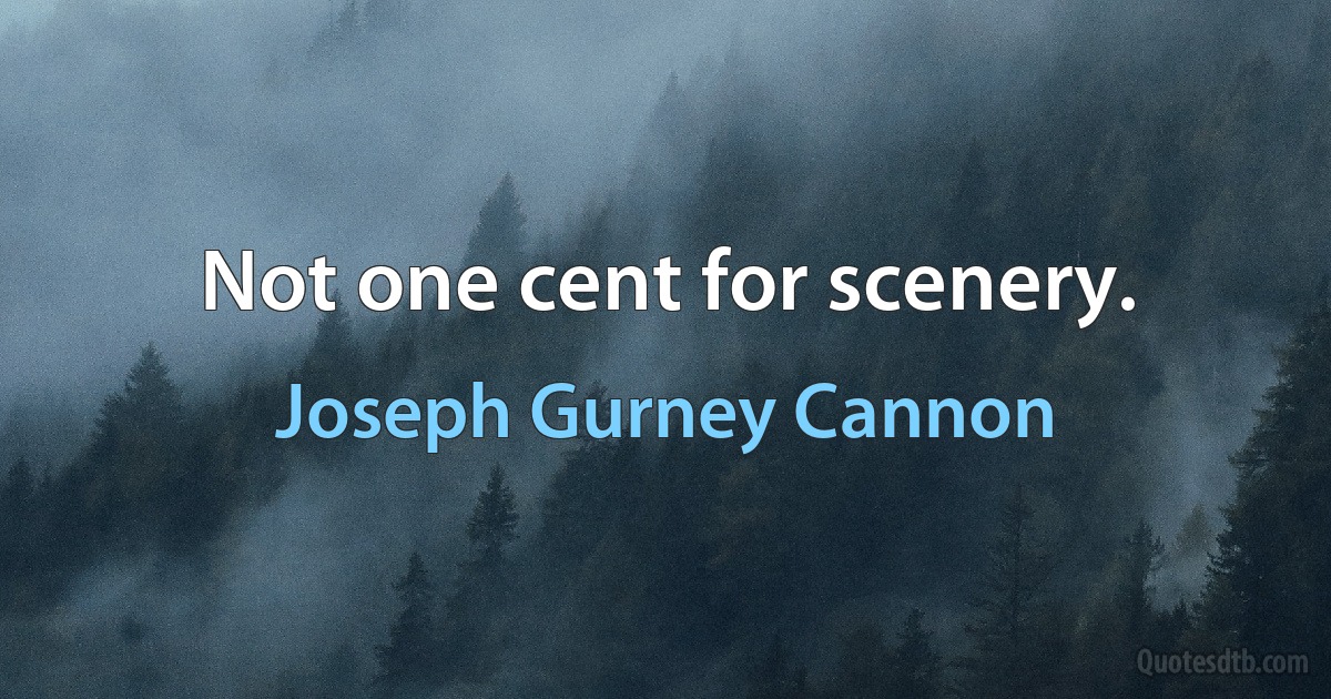 Not one cent for scenery. (Joseph Gurney Cannon)