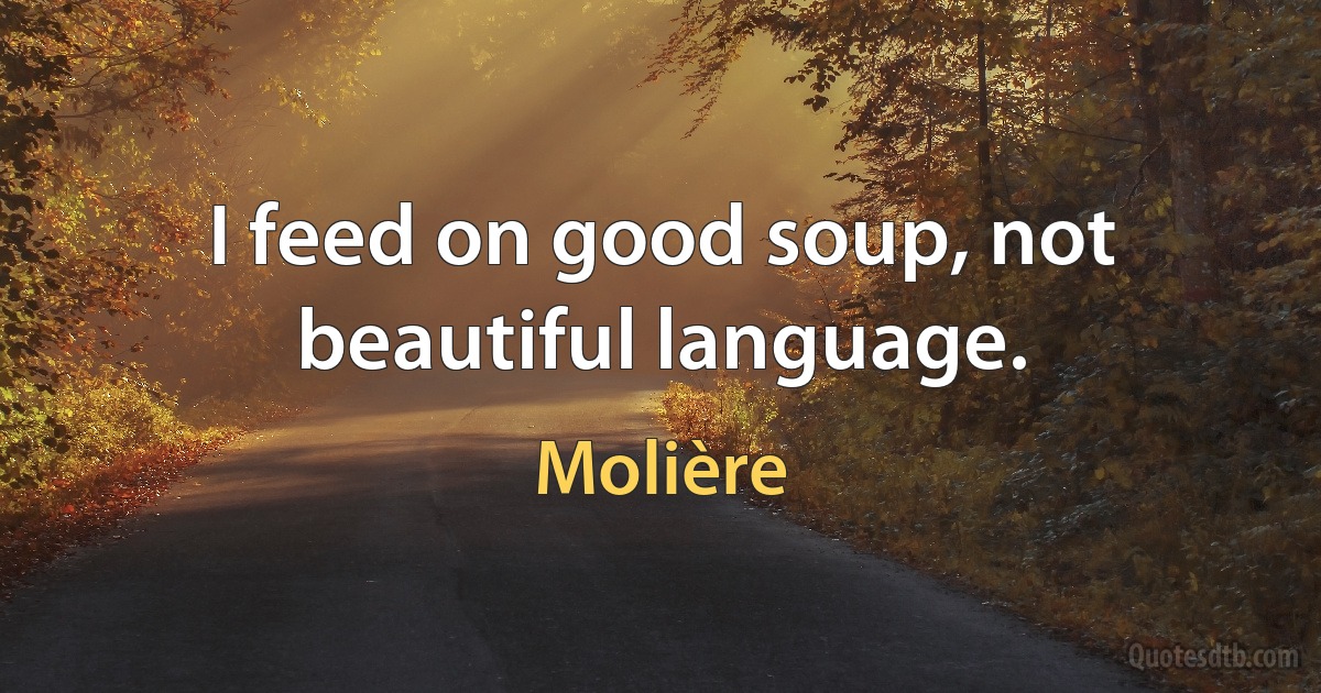 I feed on good soup, not beautiful language. (Molière)