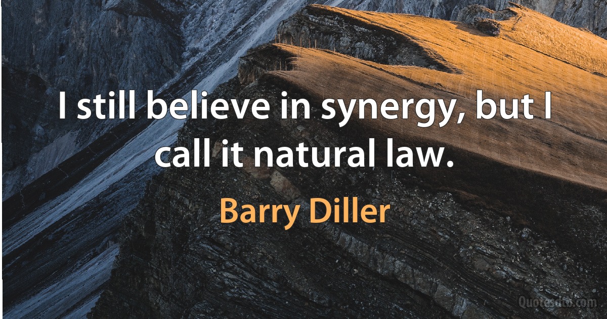 I still believe in synergy, but I call it natural law. (Barry Diller)