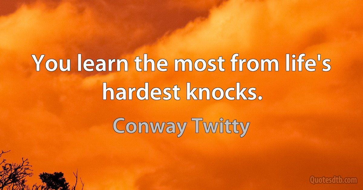 You learn the most from life's hardest knocks. (Conway Twitty)