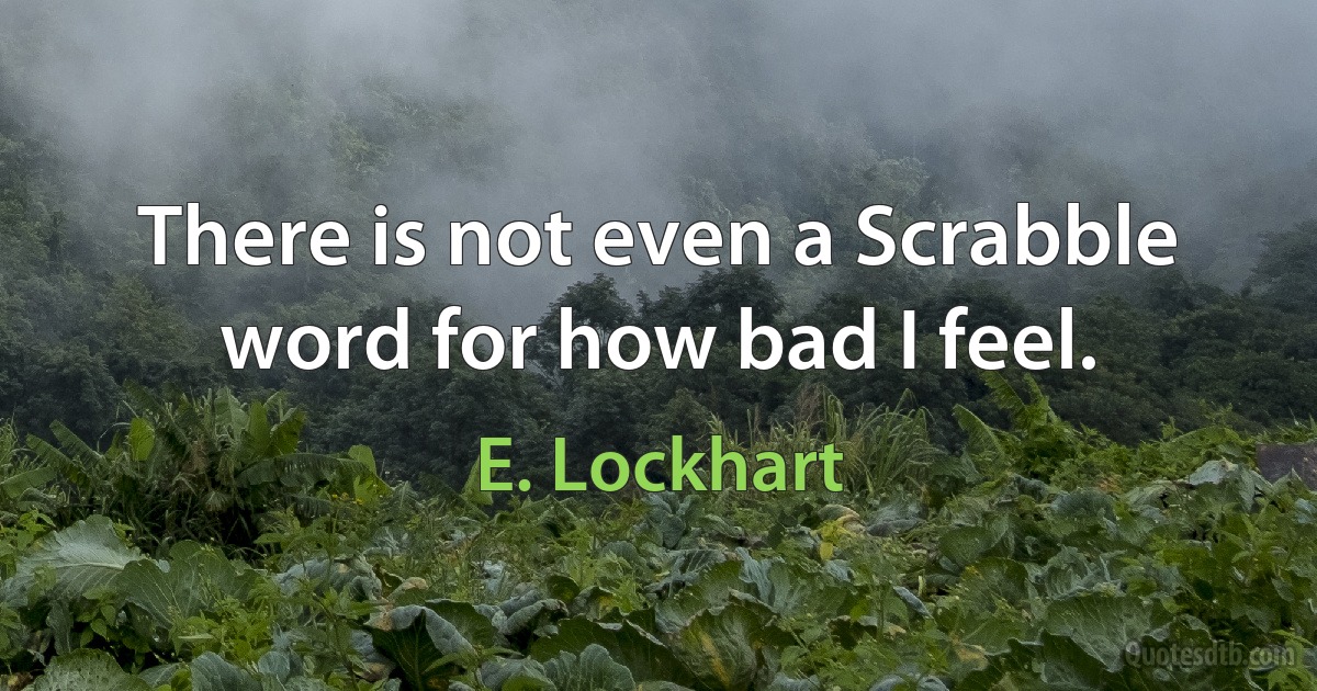 There is not even a Scrabble word for how bad I feel. (E. Lockhart)