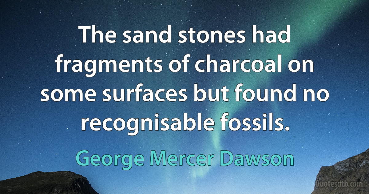 The sand stones had fragments of charcoal on some surfaces but found no recognisable fossils. (George Mercer Dawson)