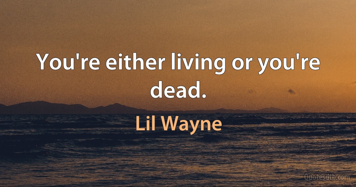 You're either living or you're dead. (Lil Wayne)