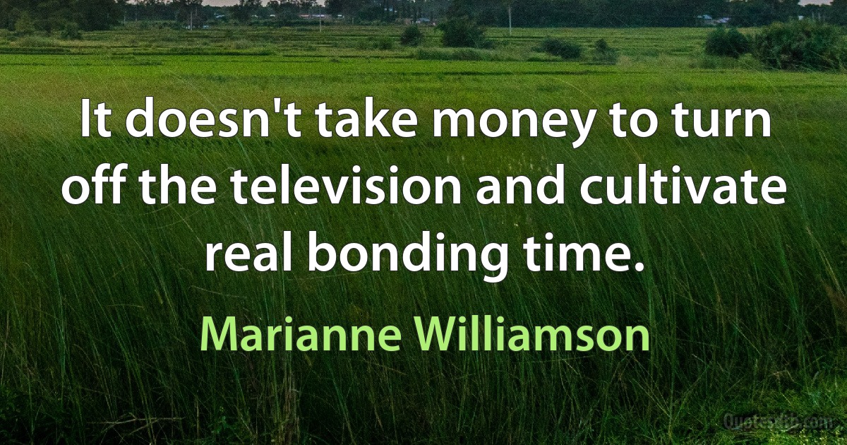 It doesn't take money to turn off the television and cultivate real bonding time. (Marianne Williamson)